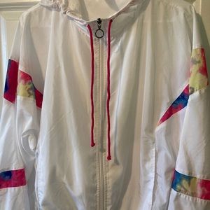 No boundaries junior women 11 13 windbreaker looks new large, pink white jacket